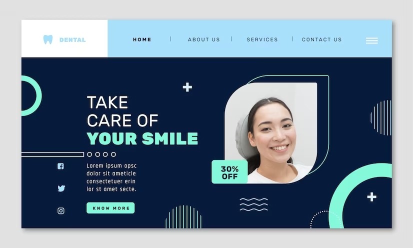 exemplo de layout de um site odontológico