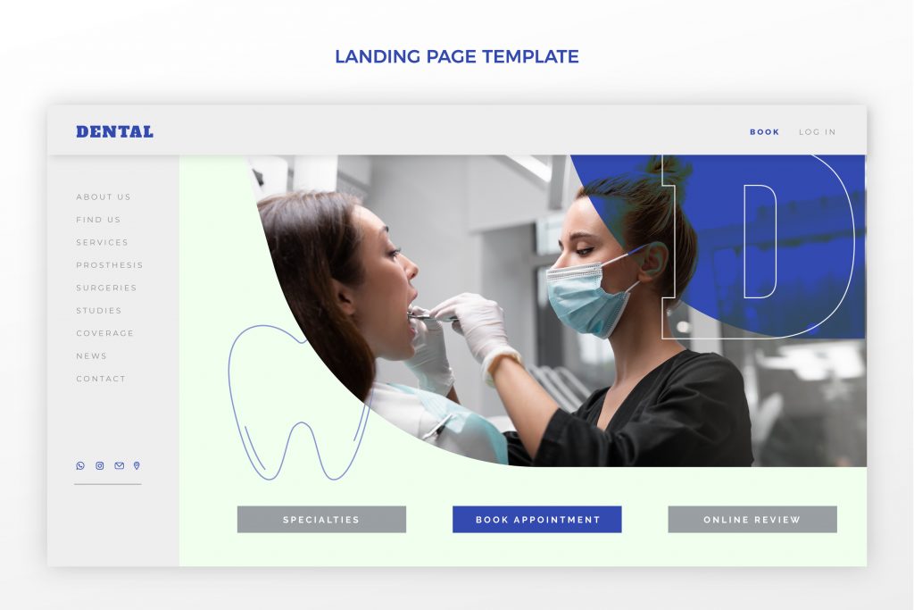 Interface de um site de dentista