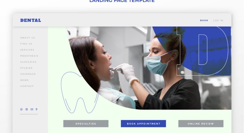 Interface de um site de dentista