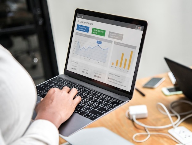 Businesswoman working on a laptop