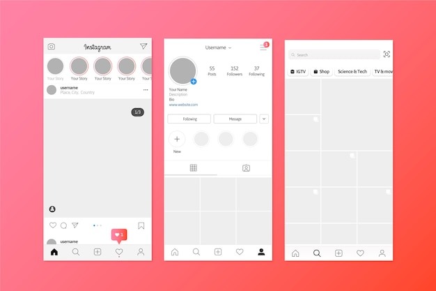 Instagram stories interface template